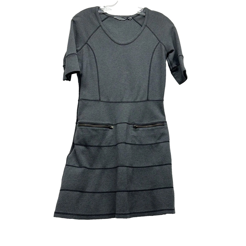 Athleta Womens XS Grey A-Lined Cotton Blend Short Dress (H6)